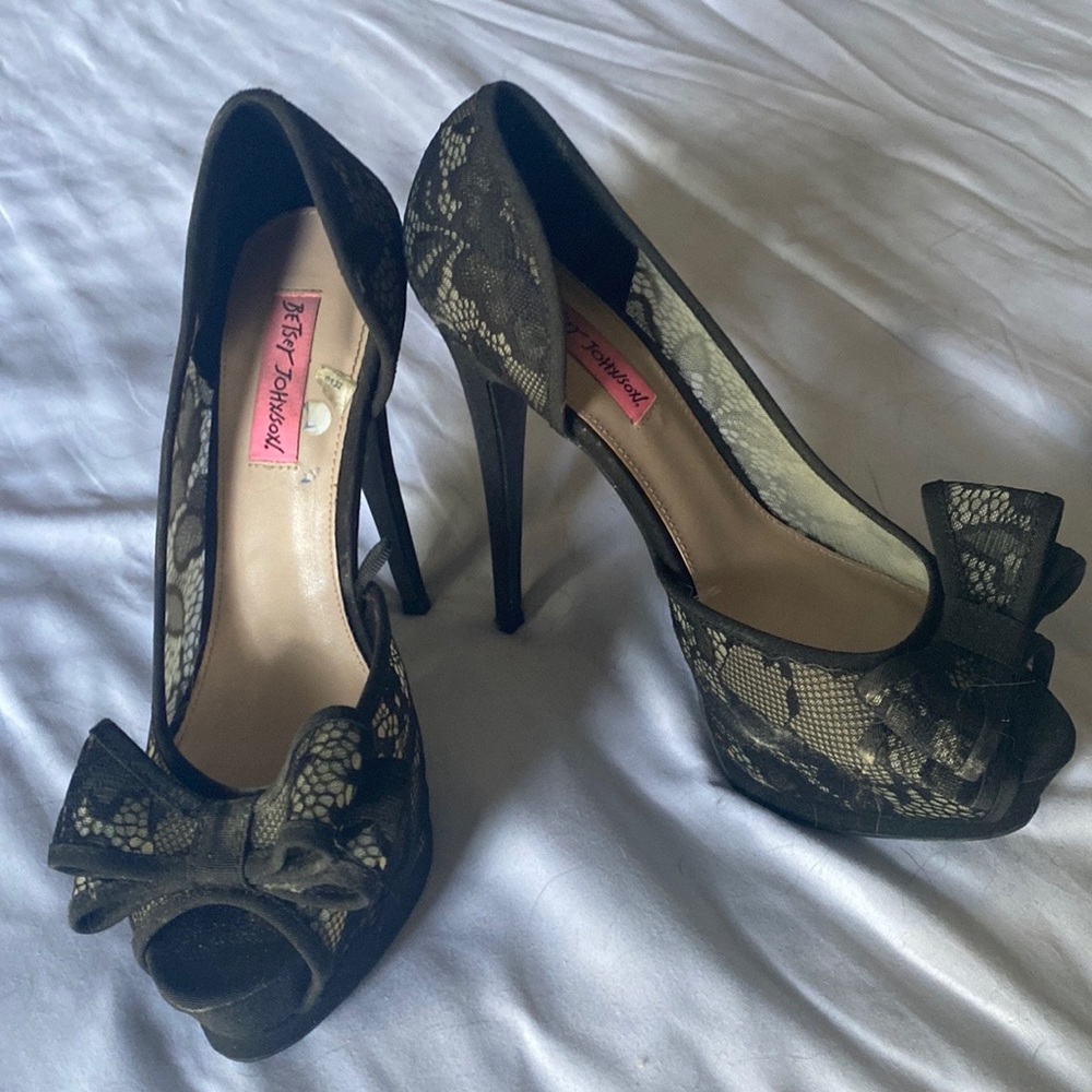 Betsey Johnson lace platform heels